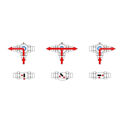 3-way T bored diverter valve